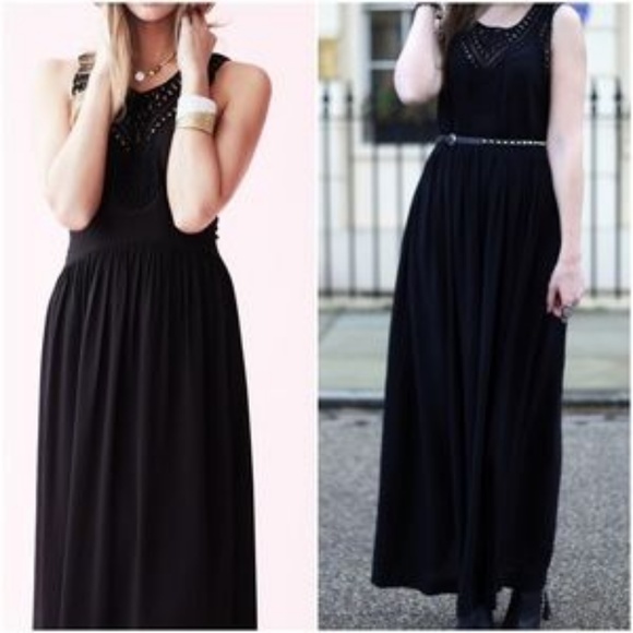 Anthropologie Mermaid Macrame Day Black Maxi Dress - Picture 3 of 5